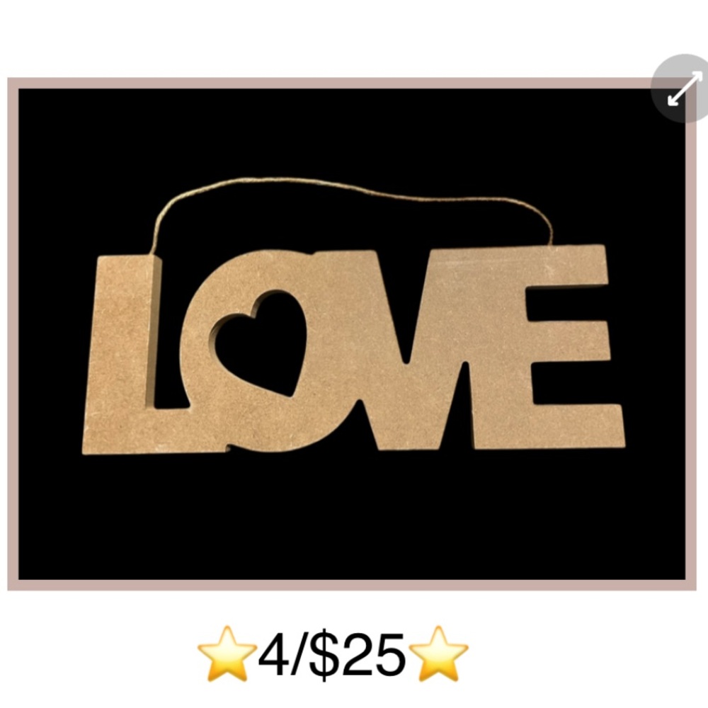DIY Paintable Hanging / Standing Love Heart Wooden Sign, Unused, Valentine Decor